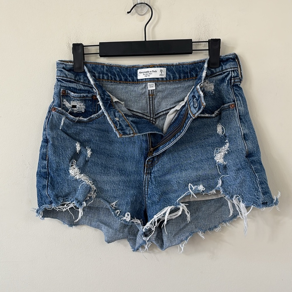 Abercrombie & Fitch The Mom Short High Rise Curve Love Denim Jean Shorts Size 29 - Picture 4 of 7